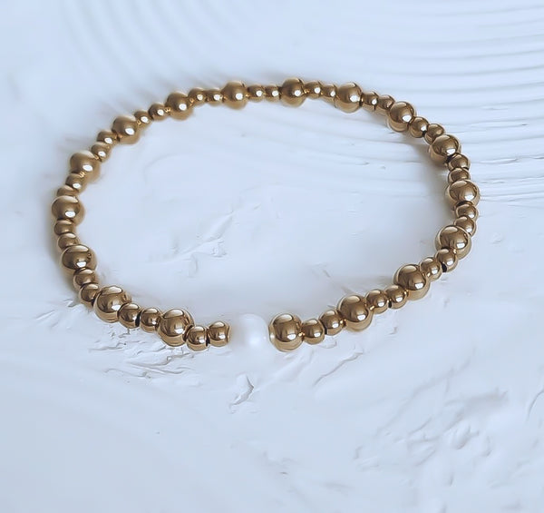 New The Perfect Beaded Luxe 6mm Shell Pearls w/ 3+5mm Beads Mix Bracelet *Choose your metal*