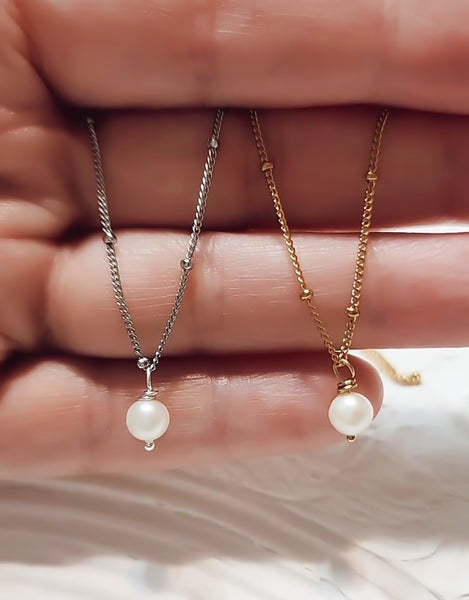 The Perfect Dainty Satellite w/ Freshwater Pearl Necklace  *Choose your Metal*