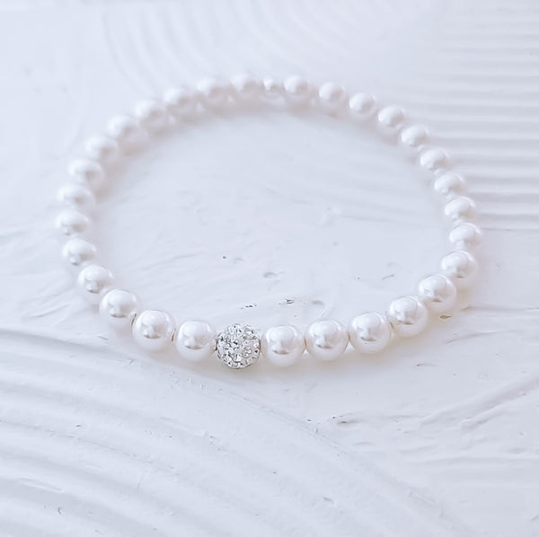 Luxe South Sea Shell Pearl w/ Pave Focal Bracelet