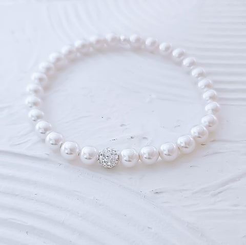 Luxe South Sea Shell Pearl w/ Pave Focal Bracelet