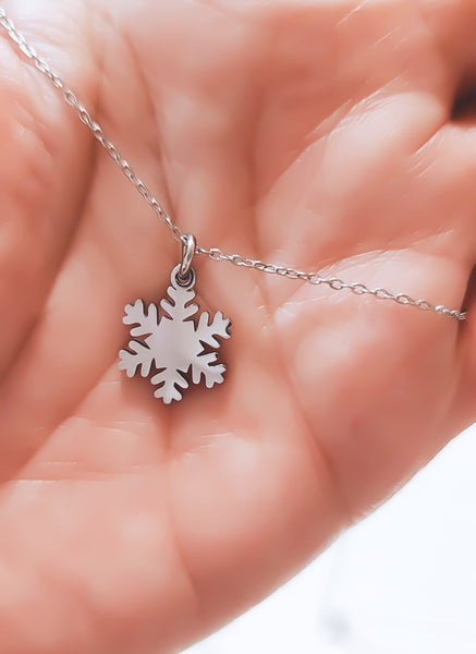 New Engraveable Snowflake Charm Necklace  *Choose your Metal*