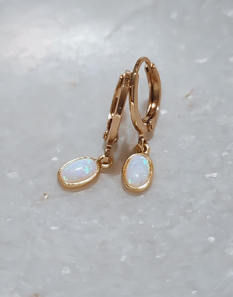 Hoop w/ Oval Opal Dangle *Must Have* Choose your metal