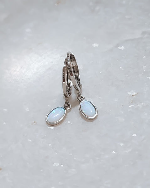Hoop w/ Oval Opal Dangle *Must Have* Choose your metal