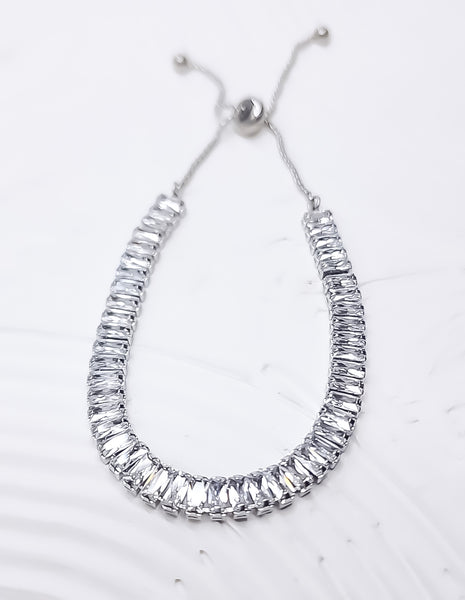 New Luxe CZ Baguette Adjustable Bracelet  *Choose your Metal*