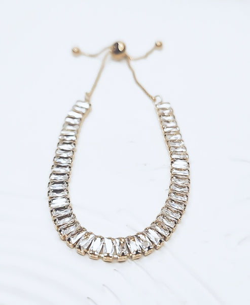 New Luxe CZ Baguette Adjustable Bracelet  *Choose your Metal*