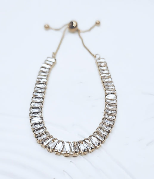 New Luxe CZ Baguette Adjustable Bracelet  *Choose your Metal*