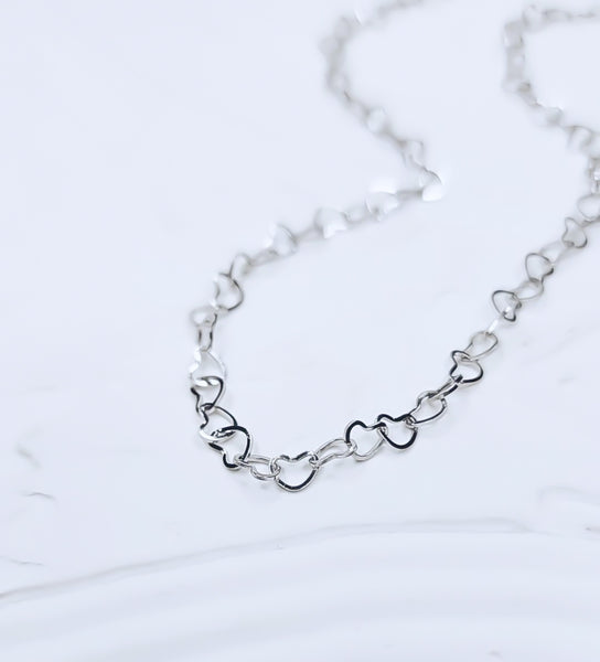 New Dainty Hearts Link Chain Necklace *Choose your Metal*