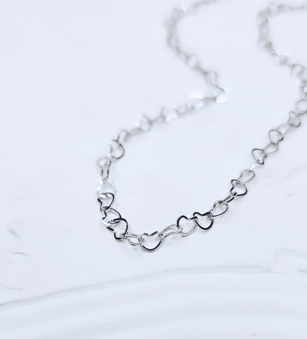 New Dainty Hearts Link Chain Necklace *Choose your Metal*