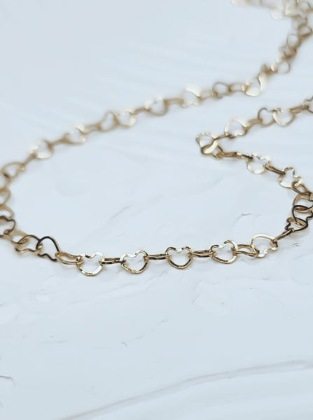 New Dainty Hearts Link Chain Necklace *Choose your Metal*