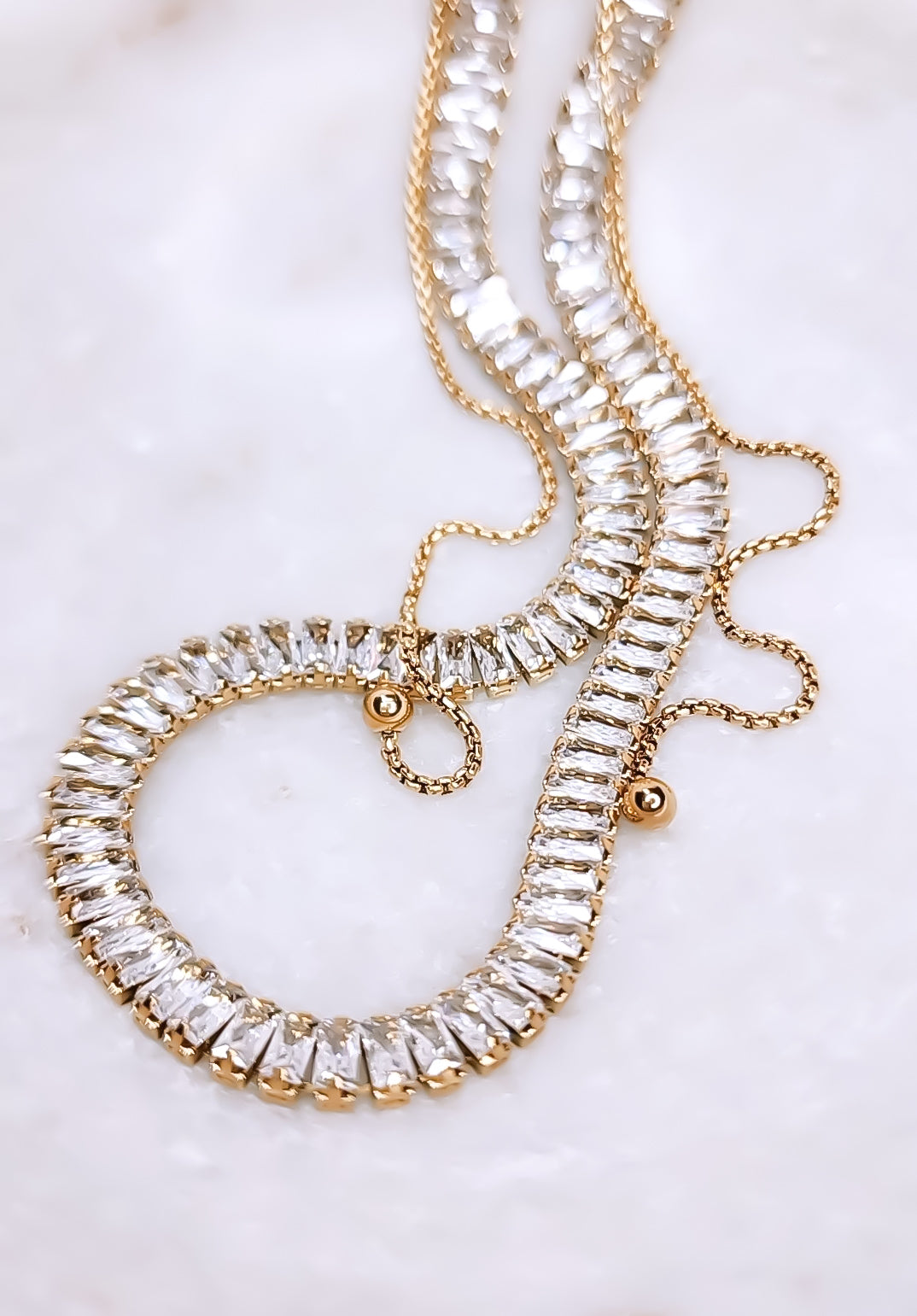 New Luxe CZ Baguette Adjustable Necklace Choose your Metal
