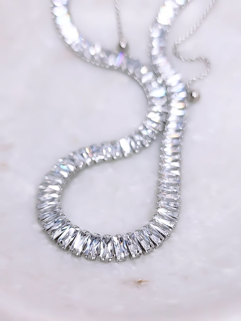 New Luxe CZ Baguette Adjustable Necklace Choose your Metal
