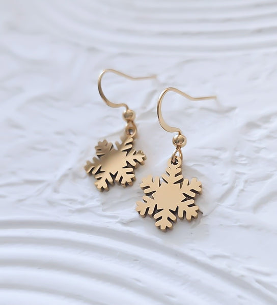 New Engraveable Snowflake Charm Earrings  *Choose your Metal*