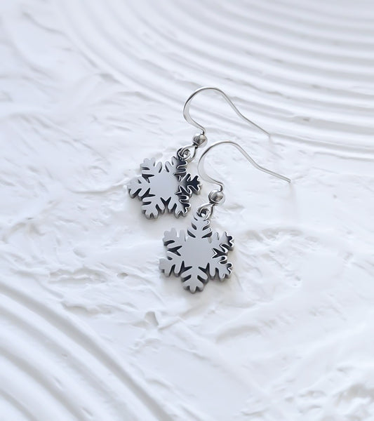 New Engraveable Snowflake Charm Earrings  *Choose your Metal*
