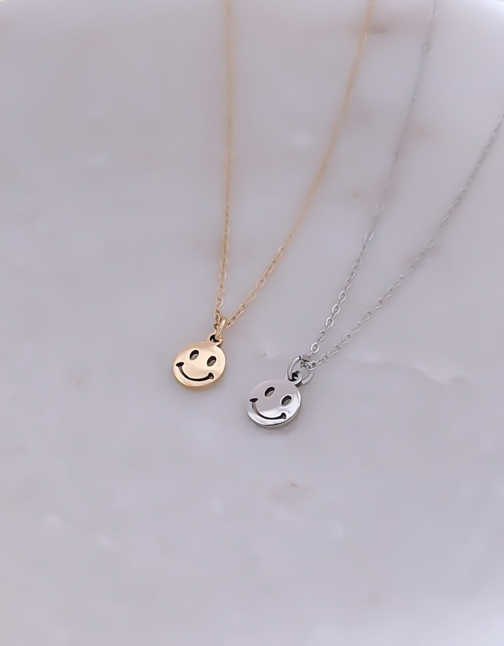 New Super Cute Dainty Smiley Face Necklace Choose your Metal*
