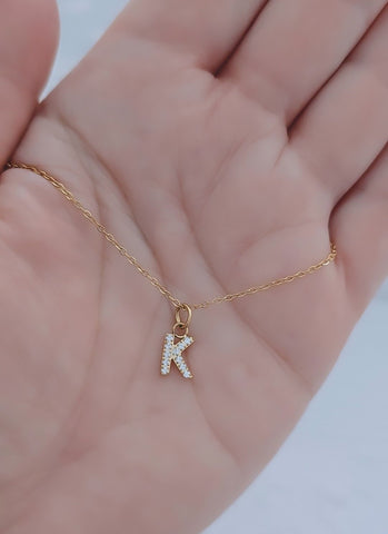 New CZ Initial Necklace * Choose your Metal and Letter*