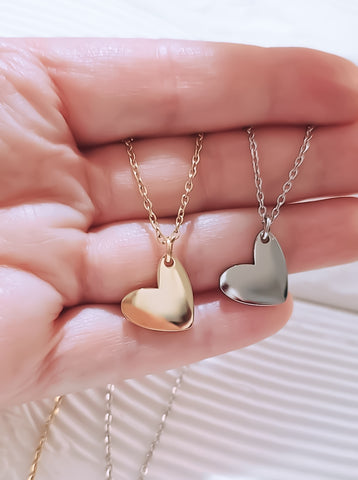 NEW for Engraving: Heart Dangle Charm Necklace *Choose Your Metal*