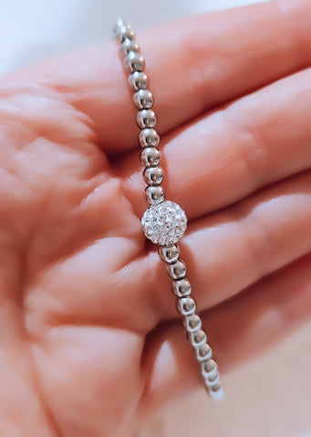 Beaded White Pave Bracelet *Choose your metal*