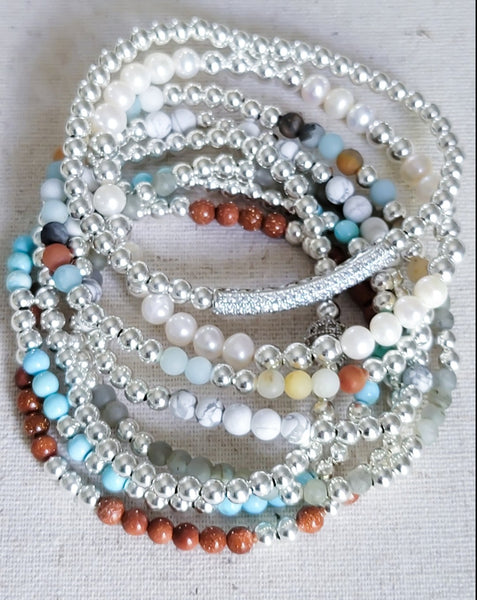 Terracotta Goldstone Bead Mix Bracelet * Choose Your Metal*