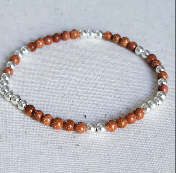 Terracotta Goldstone Bead Mix Bracelet * Choose Your Metal*