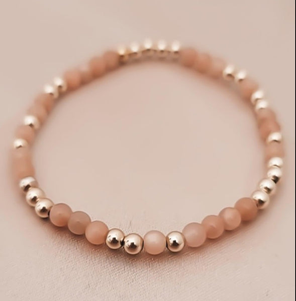 Shimmering Peach Moonstone Bead Mix Bracelet * Choose Your Metal*