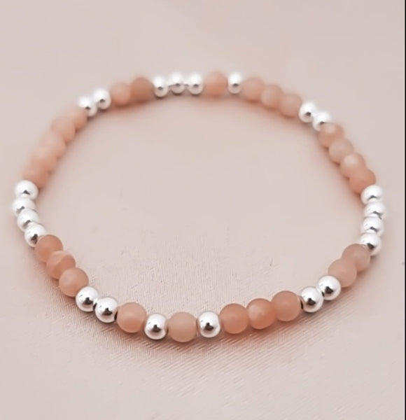 Shimmering Peach Moonstone Bead Mix Bracelet * Choose Your Metal*
