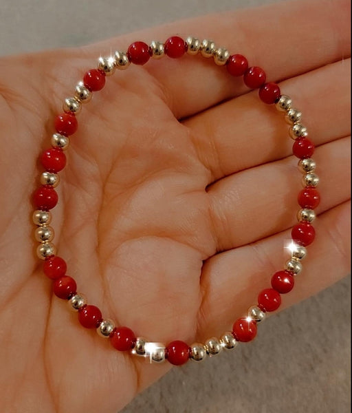 Red South Sea Shell Pearl Bead Mix Bracelet * Choose Your Metal*