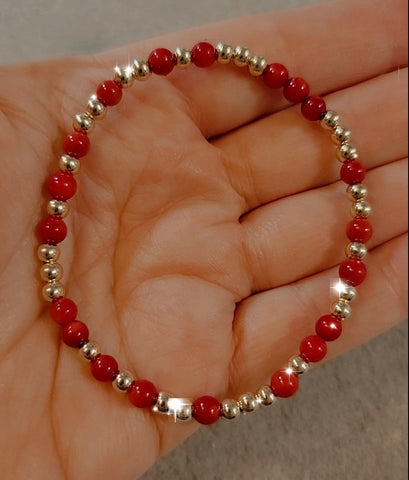 Red South Sea Shell Pearl Bead Mix Bracelet * Choose Your Metal*