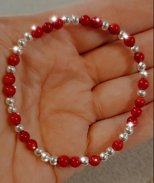 Red South Sea Shell Pearl Bead Mix Bracelet * Choose Your Metal*