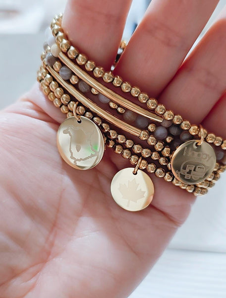 Happy Camper Disc Bracelet * CHOOSE YOUR METAL*