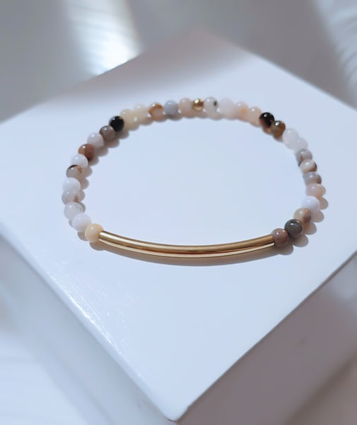 Bamboo Leaf Agate Bar Bracelet * Choose Your Metal*