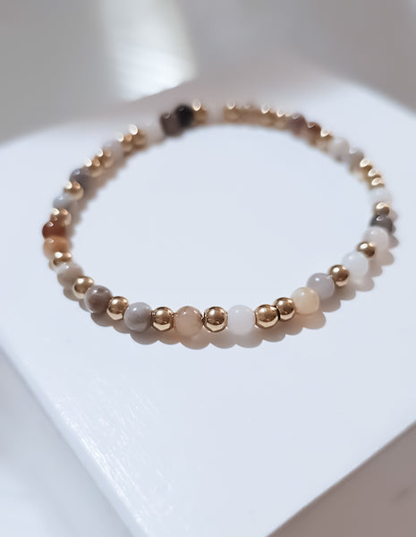 Bamboo Leaf Agate Bead Mix Bracelet * Choose Your Metal*