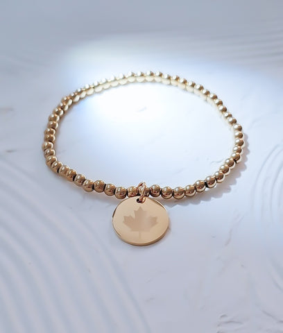 Canadian Maple Leaf Disc Bracelet * CHOOSE YOUR METAL*