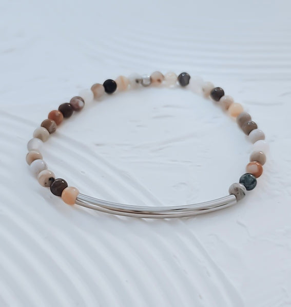 Bamboo Leaf Agate Bar Bracelet * Choose Your Metal*