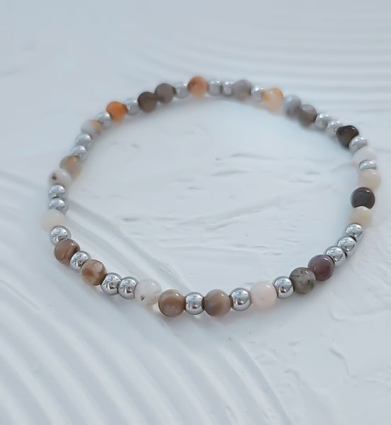 Bamboo Leaf Agate Bead Mix Bracelet * Choose Your Metal*