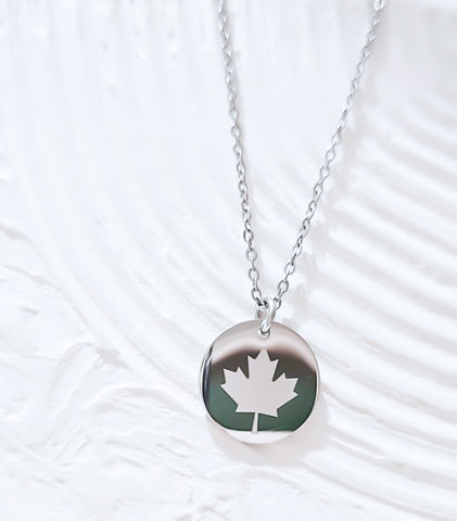 Canadian Maple Leaf Disc Necklace // Oh Canada Eh// Canada Day *CHOOSE YOUR METAL*