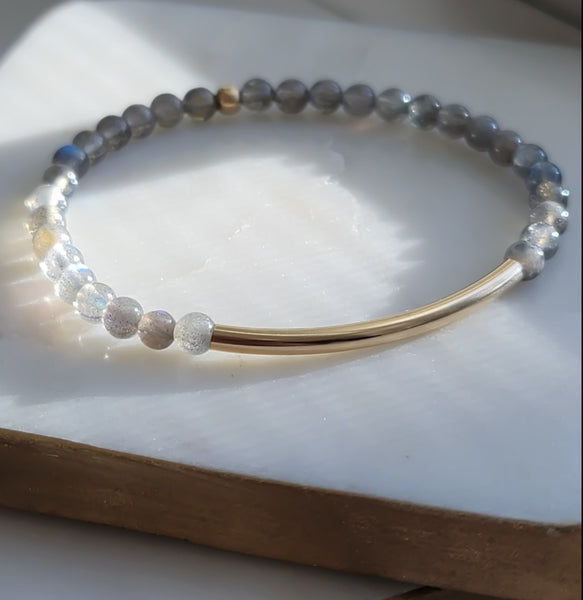 Gorgeous Flash Labradorite Bar Bracelet * Choose Your Metal*