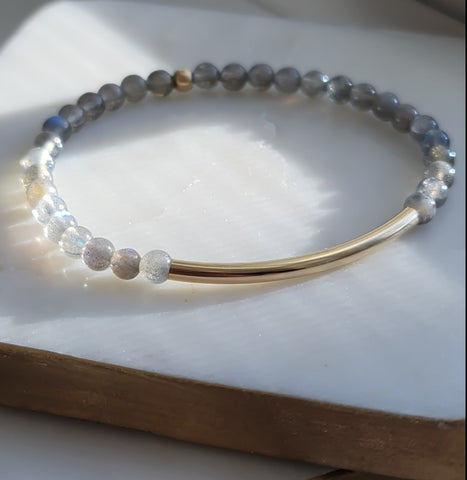 Gorgeous Flash Labradorite Bar Bracelet * Choose Your Metal*