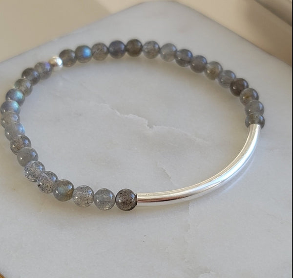 Gorgeous Flash Labradorite Bar Bracelet * Choose Your Metal*