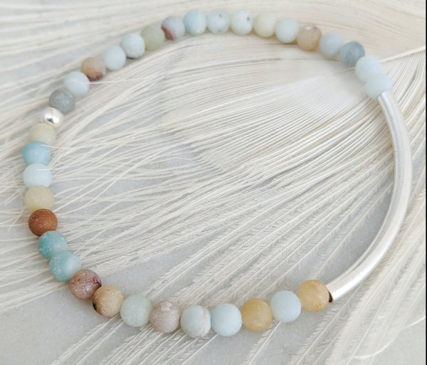 Matte Multi Amazonite Bar Bracelet * Choose Your Metal*