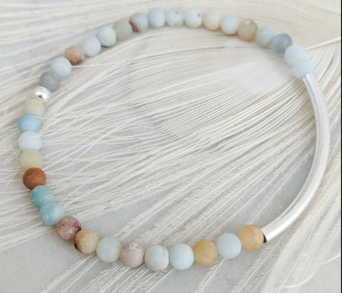 Matte Multi Amazonite Bar Bracelet * Choose Your Metal*