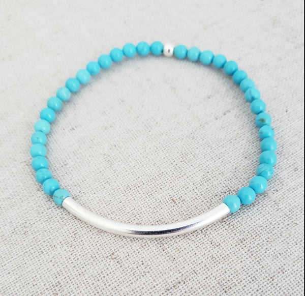 Blue Turquoise Bar Bracelet * Choose Your Metal*