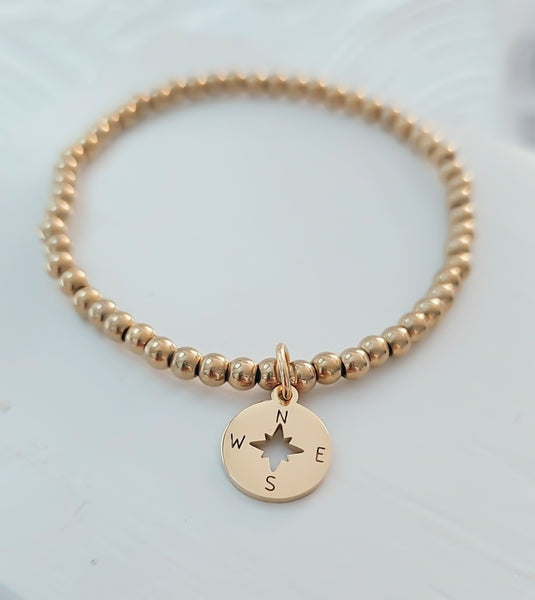 Compass Beaded Bracelet *Choose your metal*
