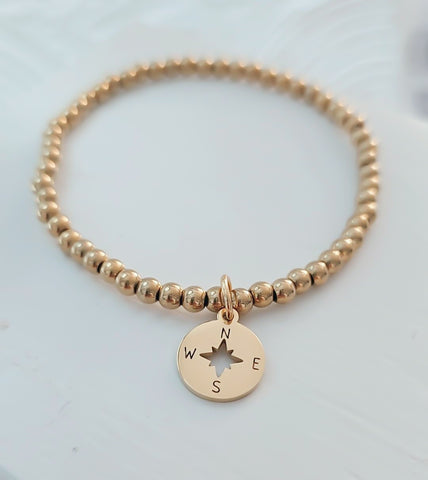 Compass Beaded Bracelet *Choose your metal*
