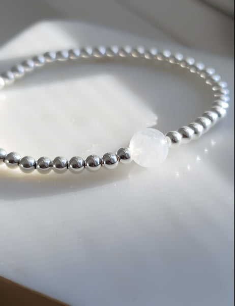 Gorgeous Rainbow Moonstone Focal Beaded Bracelet *Choose your metal*