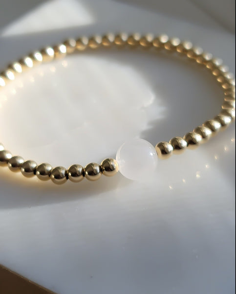 Gorgeous Rainbow Moonstone Focal Beaded Bracelet *Choose your metal*