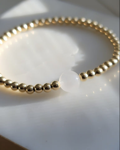 Gorgeous Rainbow Moonstone Focal Beaded Bracelet *Choose your metal*