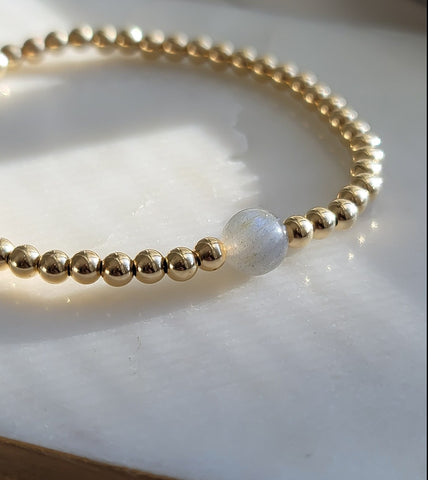 Gorgeous Flash Labradorite Focal Beaded Bracelet *Choose your metal*