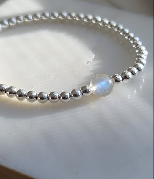 Gorgeous Flash Labradorite Focal Beaded Bracelet *Choose your metal*