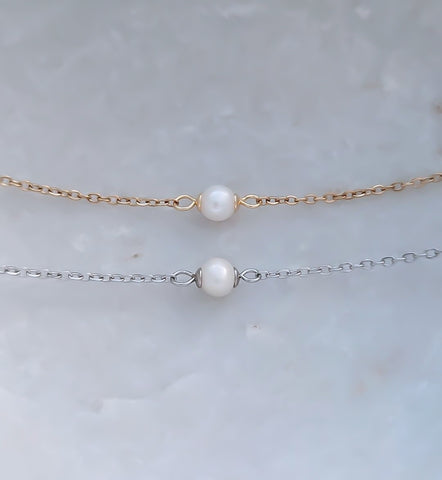 New Dainty Freshwater Pearl Focal Bracelet  * Choose your Metal*