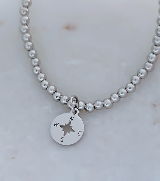 Compass Beaded Bracelet *Choose your metal*